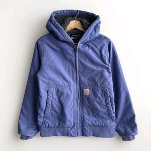 Y2K Carhartt Purple Women’s Small Sherpa Lined Active Jacket Hooded Youth-Large